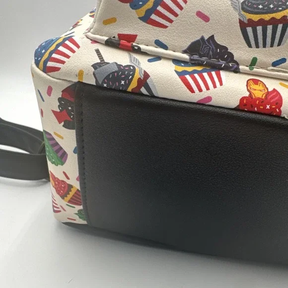Disney Mini Backpack Bag Marvel Eats The Universe Avengers Cupcakes Food White - Picture 12 of 14